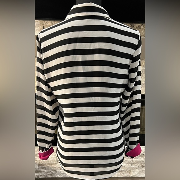 Banana Republic size Small Black/Beige stripes with pink accent - Picture 9 of 10
